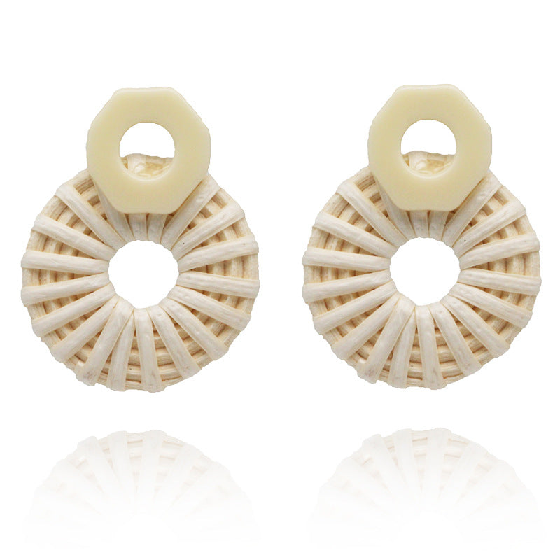 Wholesale Fashion Creative Hand-woven Rattan Vintage Tassel Earrings